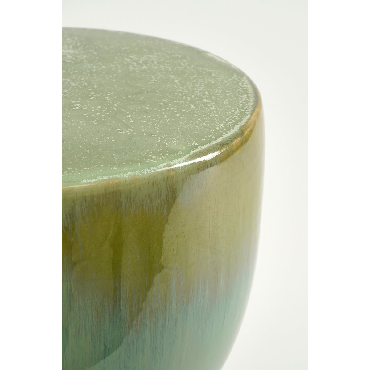 Lucien Bijzettafel - H42 x Ø29 cm - Keramiek - Groen - Organische vormen - Landelijk