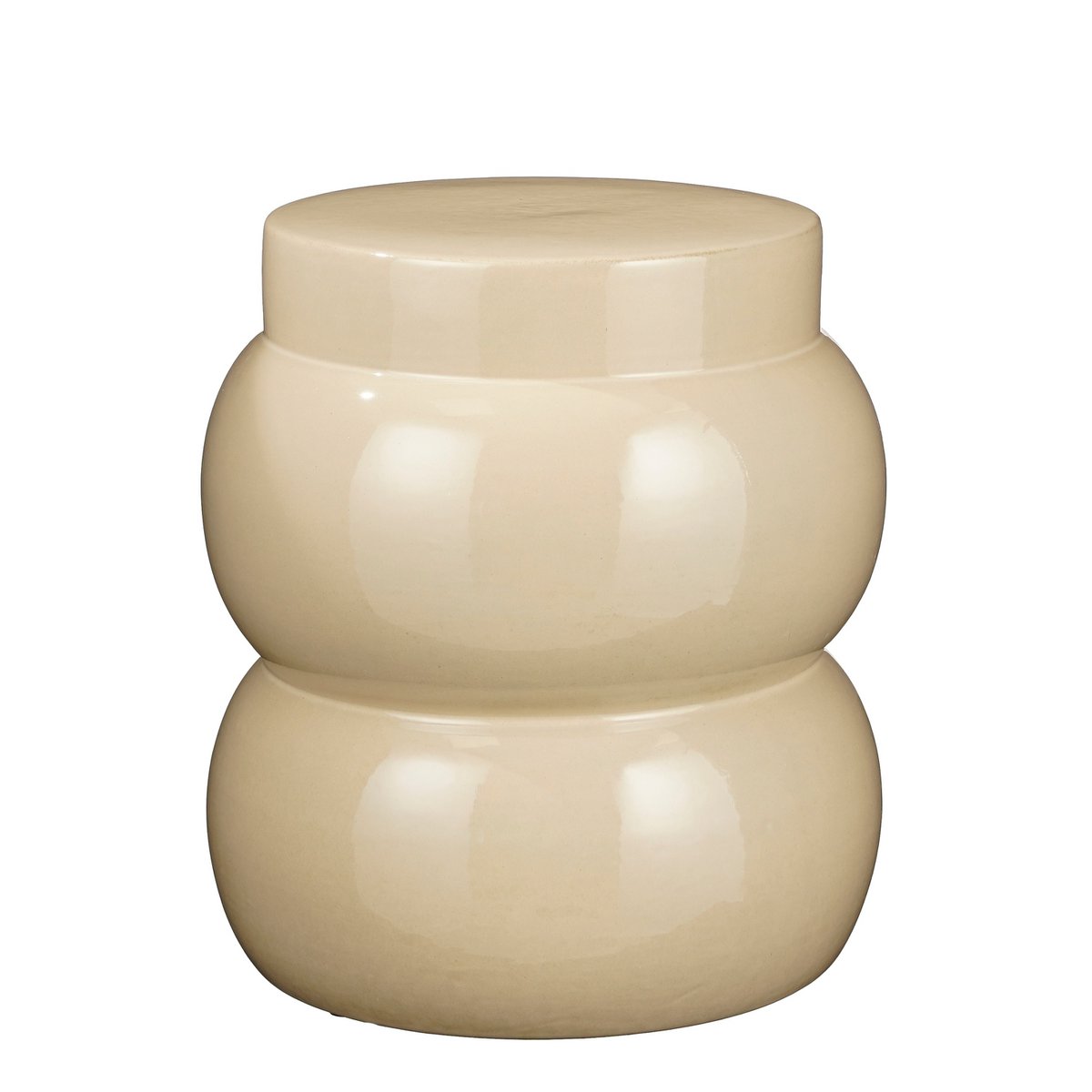 Vendi Bijzettafel - H40 x Ø35 cm - Keramiek - Beige - Organische vormen - Landelijk