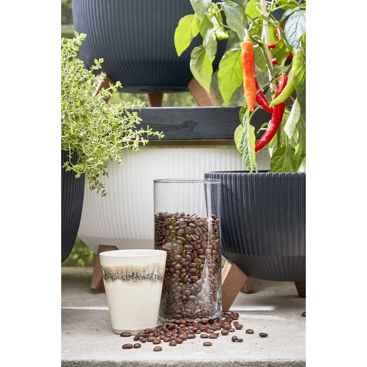 Doppio Bloempot op Poten - H21 x Ø40 cm - Gerecycled Plastic - FSC Mix - Zwart